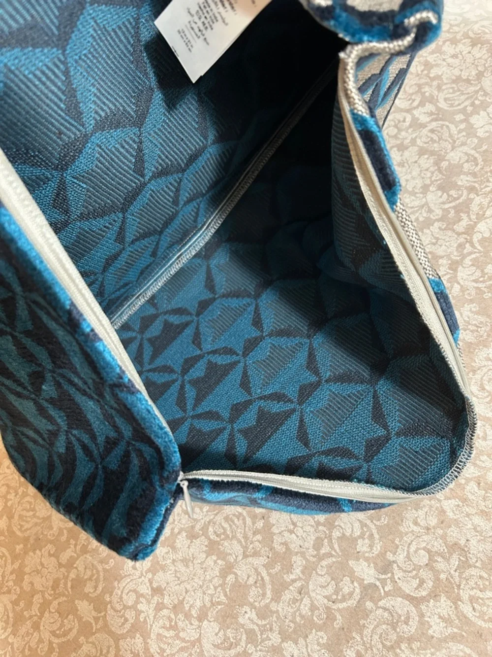 West Elm~ Blue Cut Velvet Star Lumbar Pillow Cover